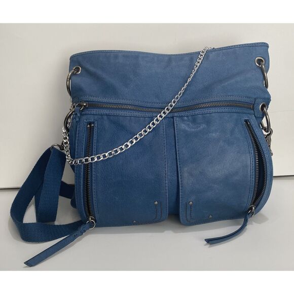 The Sac Blue Denim Colored Crossbody Hobo Bag - Picture 1 of 9
